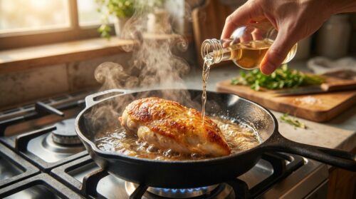 scopri il segreto dell'aceto nella padella: perché aggiungerlo durante la frittura del petto di pollo e quali benefici nutrizionali e di gusto può offrire ai tuoi piatti.