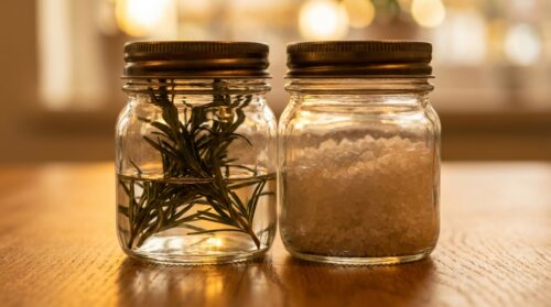 scopri la tendenza crescente di conservare rosmarino e grosso sale marino in barattoli di vetro, una scelta che conquista sempre più famiglie per freschezza e praticità in cucina.