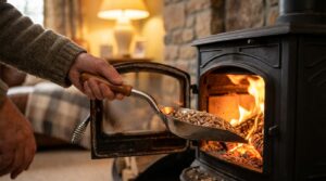scopri il trucco francese per usare facilmente i pellet nella stufa a legna tradizionale, pensato per facilitare l'uso agli anziani senza sforzo.